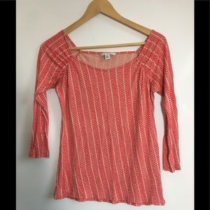 Banana Republic Women's Orange Light Heliconia Print Blouse